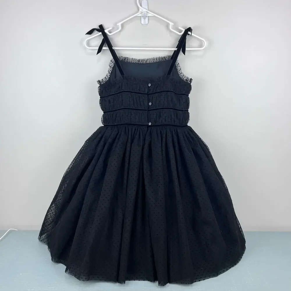 Ralph Lauren Girls Polka Dot Tulle Dress Black 10